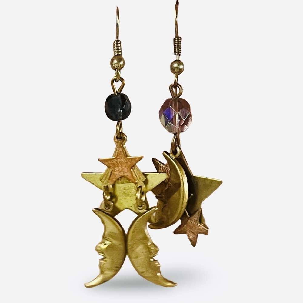 Vintage 80s Isle of Magic Moon and Star Earrings - Picture 1 of 3